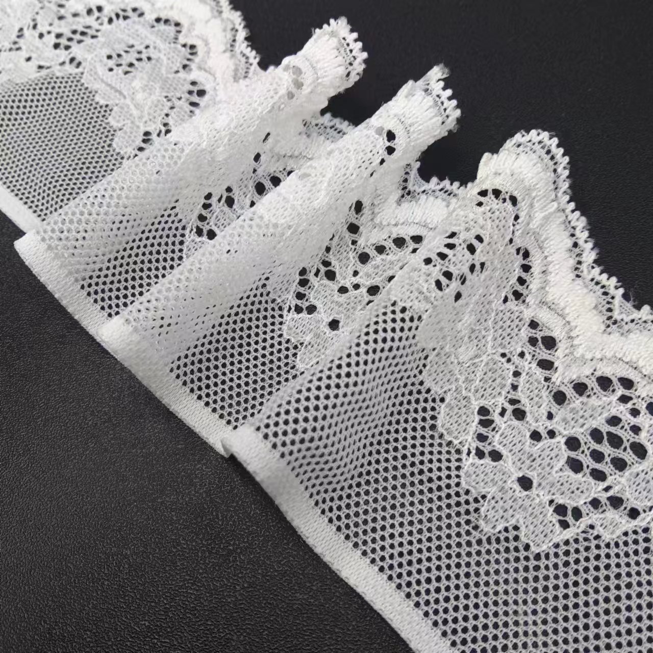 2024 Luxury White Voile Nylon Spandex Lace Fabric Flower Lace Trim for Women's Underwear Tulle Lace Roll Pattern for Decoration