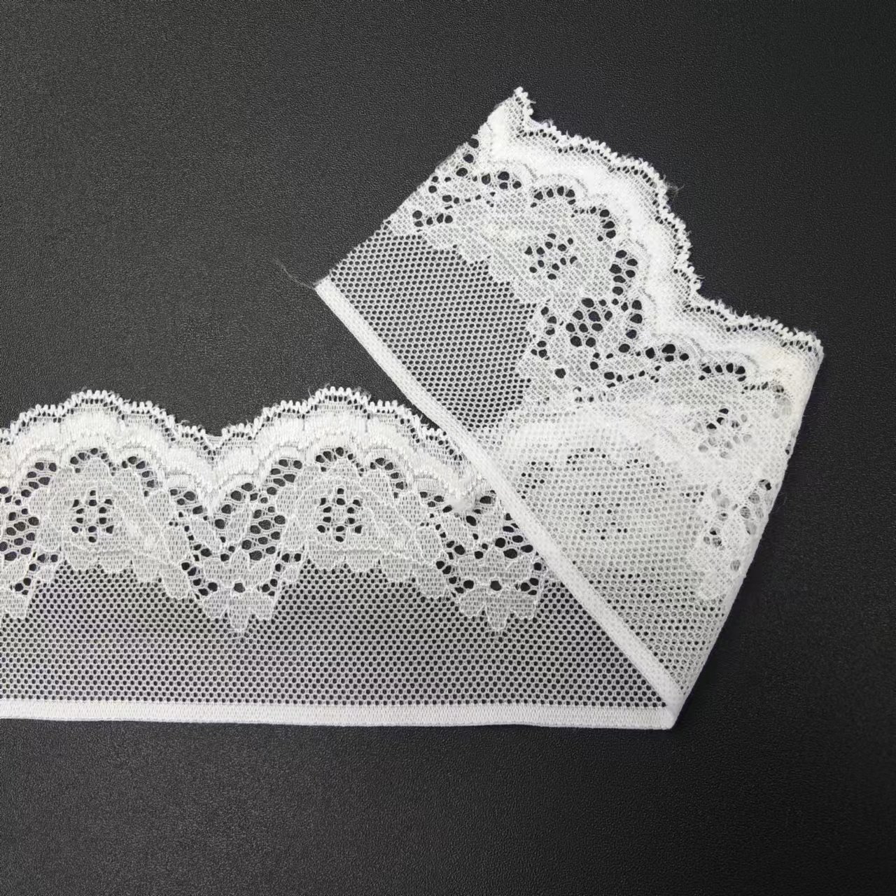 2024 Luxury White Voile Nylon Spandex Lace Fabric Flower Lace Trim for Women's Underwear Tulle Lace Roll Pattern for Decoration