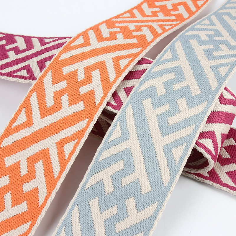 Custom polyester jacquard ribbon vintage border tape floral diamond pattern woven ethnic embroidered jacquard trimming ribbon