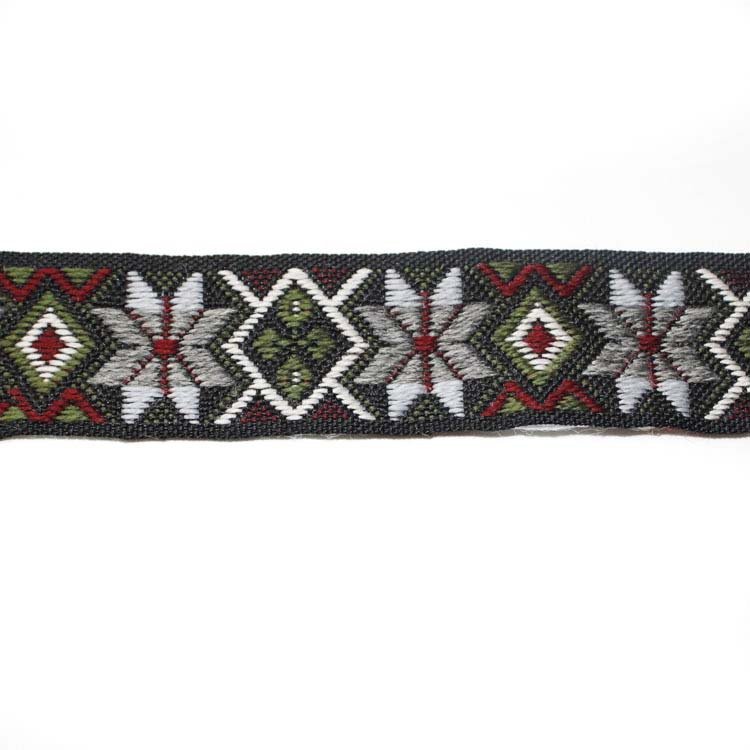 Custom polyester jacquard ribbon vintage border tape floral diamond pattern woven ethnic embroidered jacquard trimming ribbon