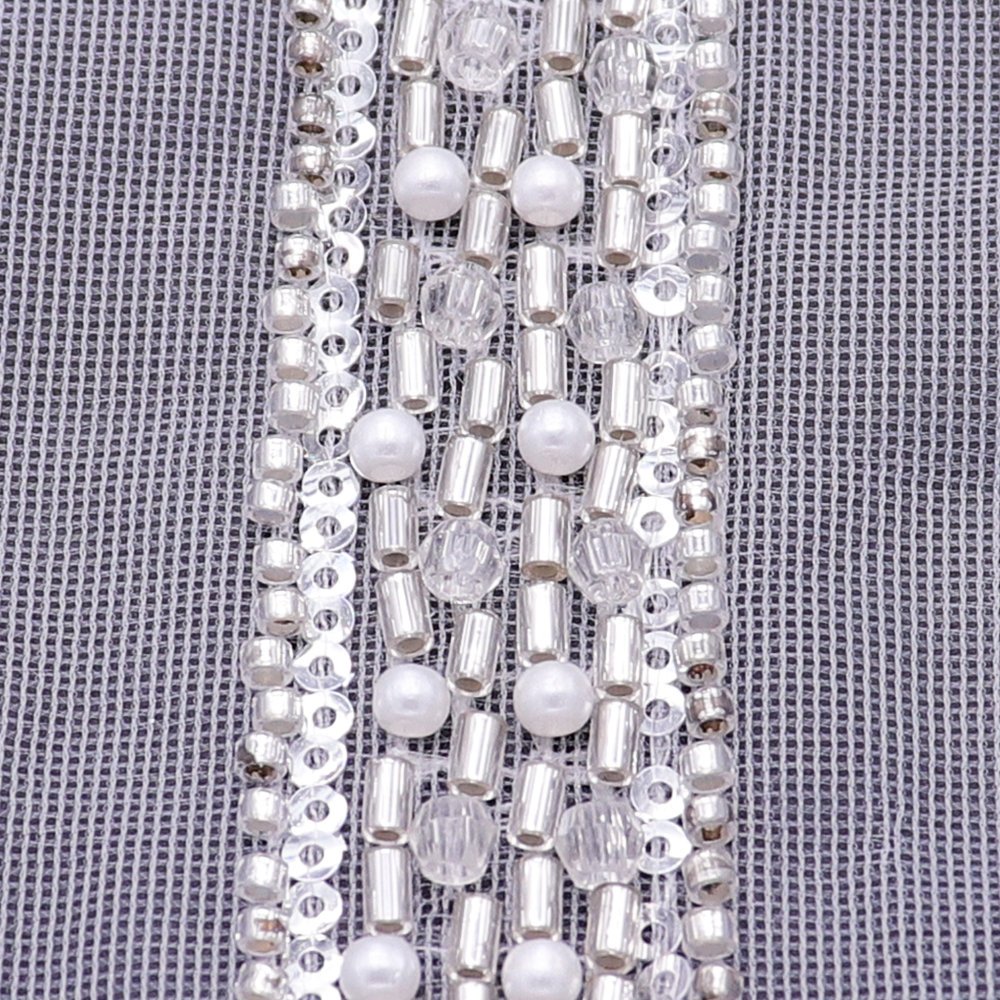 New Arrivals Evening Dress Decorative Pearl Beaded Lace Ribbon Trim White Embroidered Lace Trim