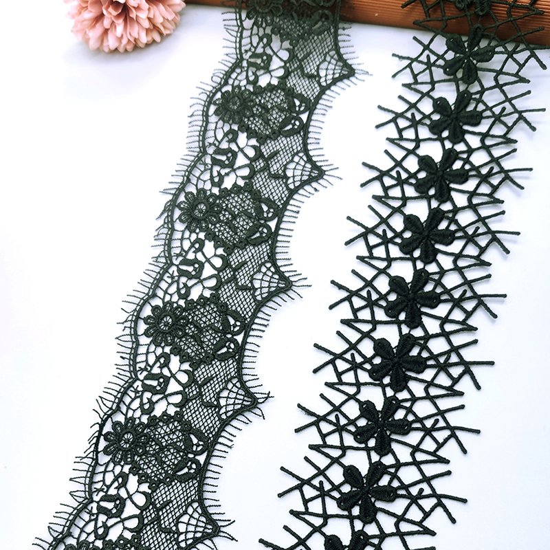 Wholesale Factory Custom Fashion Design Crochet Lace Trim Stretch Spandex Elastic Nylon Tricot Lace Trim