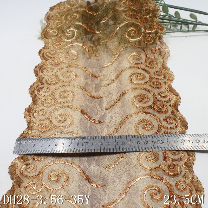 Fashion Tulle Lace 23cm colorful printed Embroidery Lace Trim Quality flower Lace Fabric For Garment