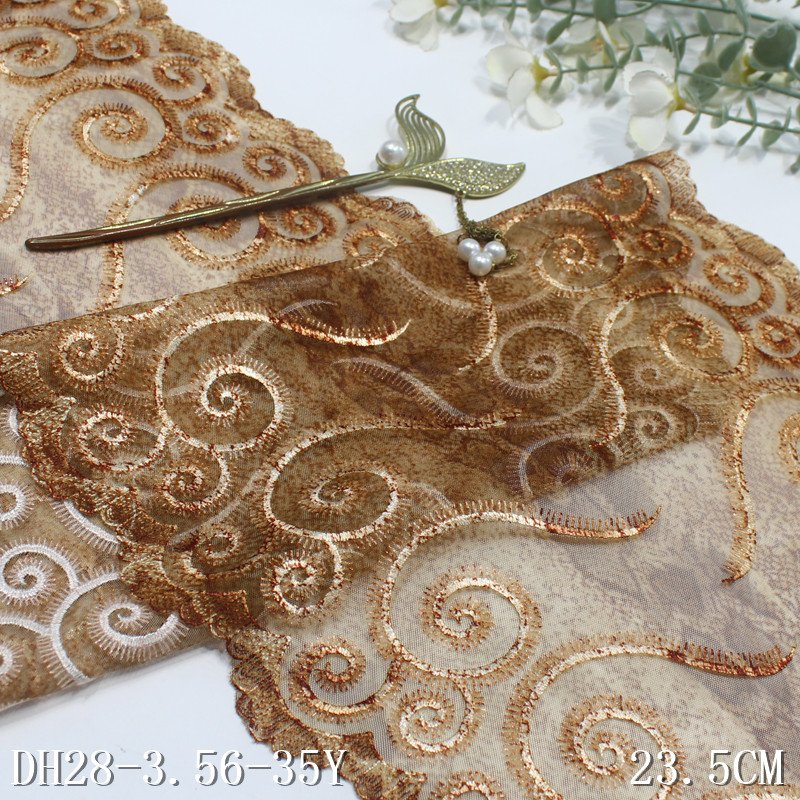 Fashion Tulle Lace 23cm colorful printed Embroidery Lace Trim Quality flower Lace Fabric For Garment