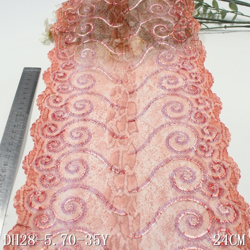 Fashion Tulle Lace 23cm colorful printed Embroidery Lace Trim Quality flower Lace Fabric For Garment