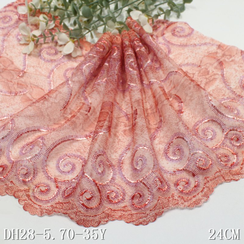 Fashion Tulle Lace 23cm colorful printed Embroidery Lace Trim Quality flower Lace Fabric For Garment