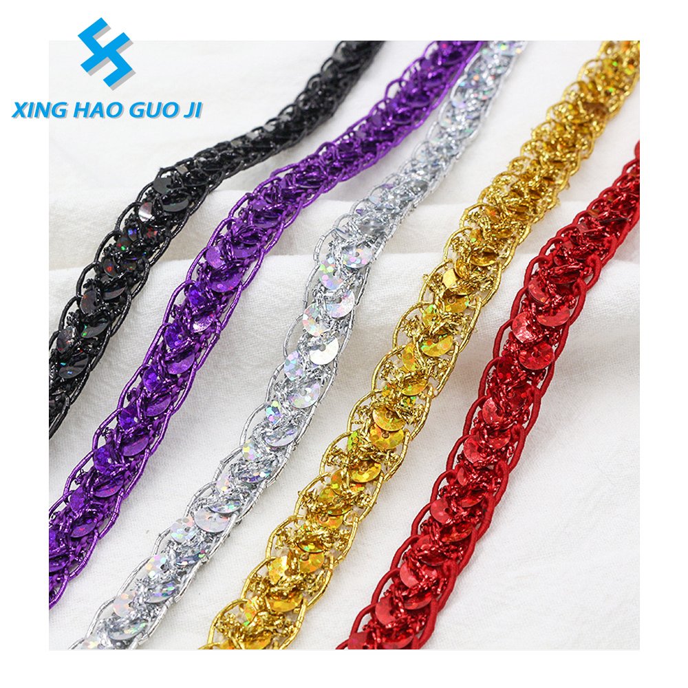 Wholesale Price African Style 1CM width gold beaded wavy woven ribbon party dress trim