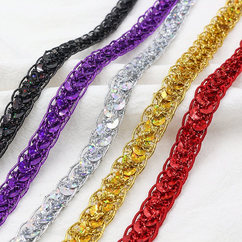 Wholesale Price African Style 1CM width gold beaded wavy woven ribbon party dress trim