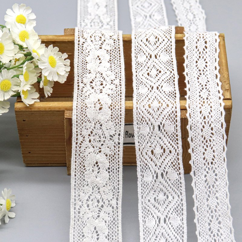 custom designer flower lace trim 100% cotton Crochet Ribbon lace wedding dress