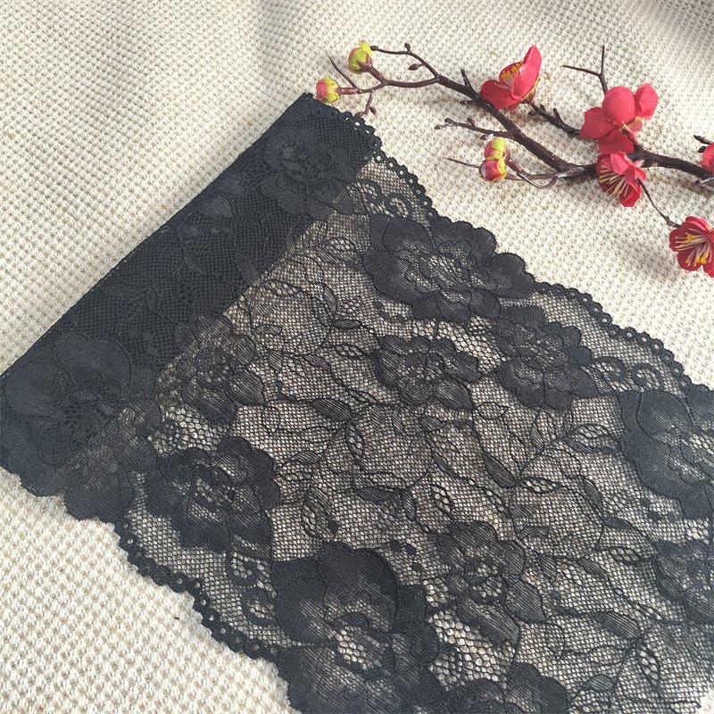 E1072-2 21.5cm Stretch Elastic Lace Trim Floral Lace Fabric Elastic Lace silk jacquard ethnic ribbon trim clothing tags