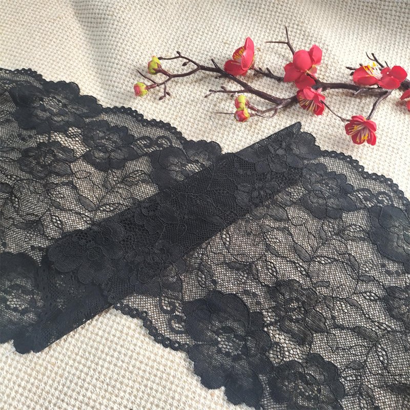 E1072-2 21.5cm Stretch Elastic Lace Trim Floral Lace Fabric Elastic Lace silk jacquard ethnic ribbon trim clothing tags
