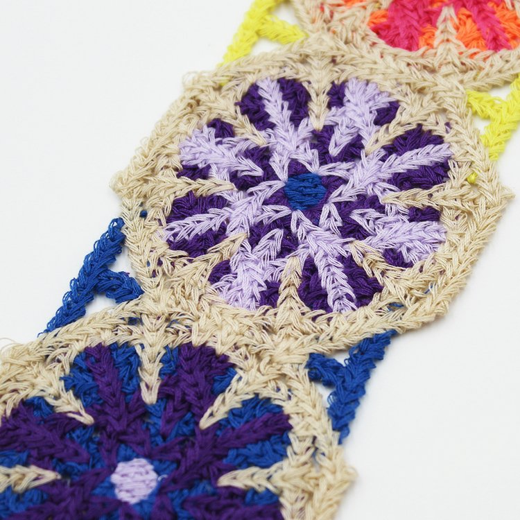 factory customized luxury colorful flower deccorated 7cm wide crochet lace edging trims for garment bags shoes