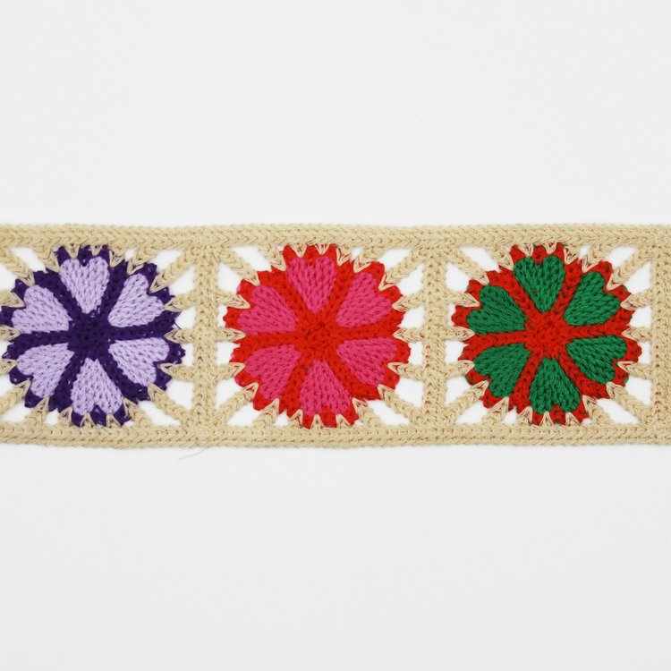 factory customized luxury colorful flower deccorated 7cm wide crochet lace edging trims for garment bags shoes