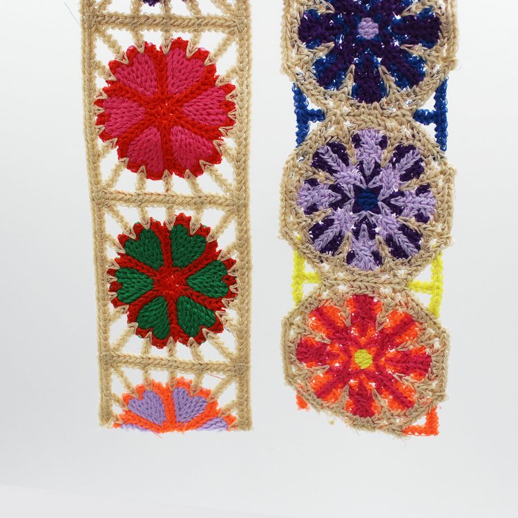 factory customized luxury colorful flower deccorated 7cm wide crochet lace edging trims for garment bags shoes