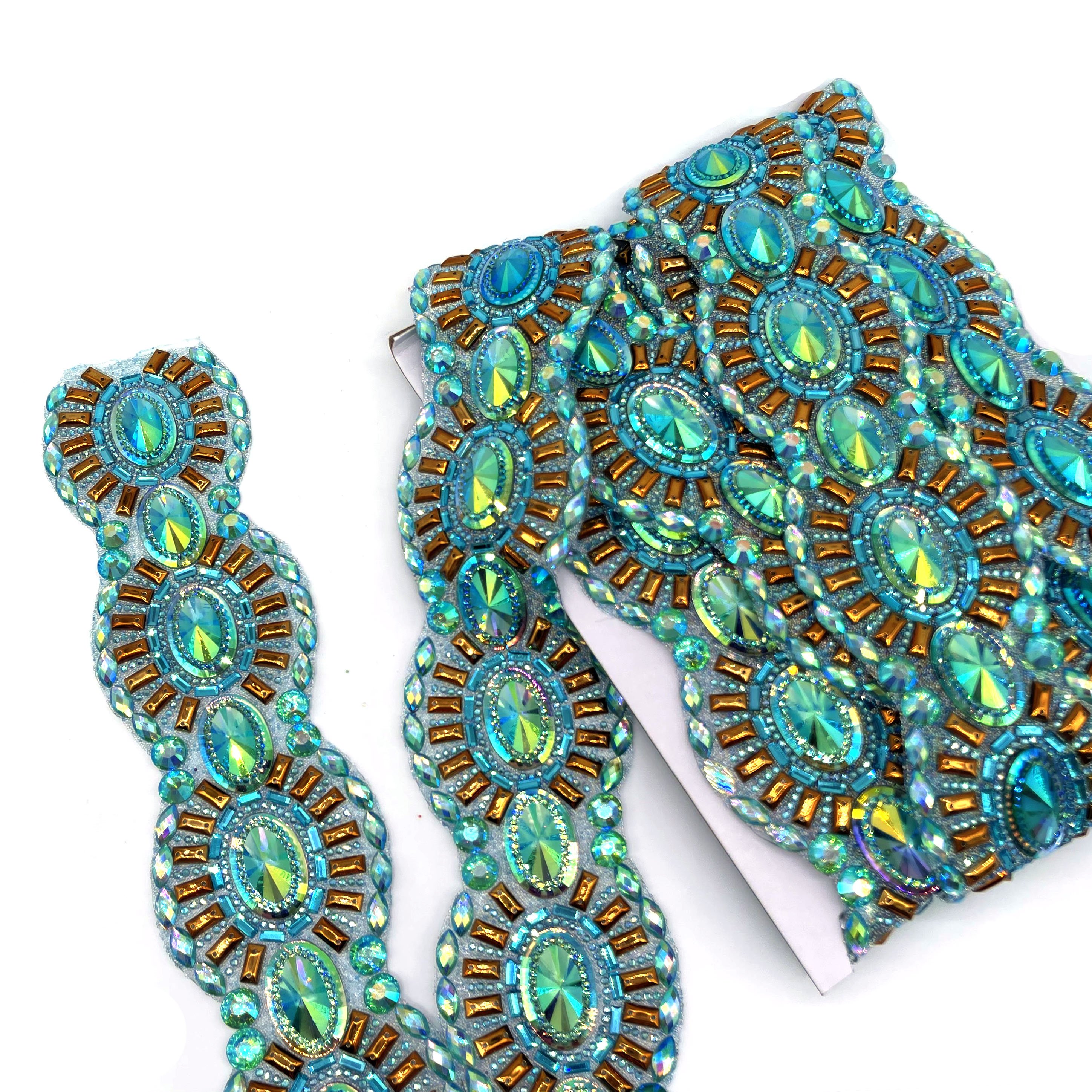 Hot fix Resin AB Gem Trimming Chain Iron-on shiny diamond Trim for 2025 Caribbean Carnival Costume Jewelry Applique Motif Chain