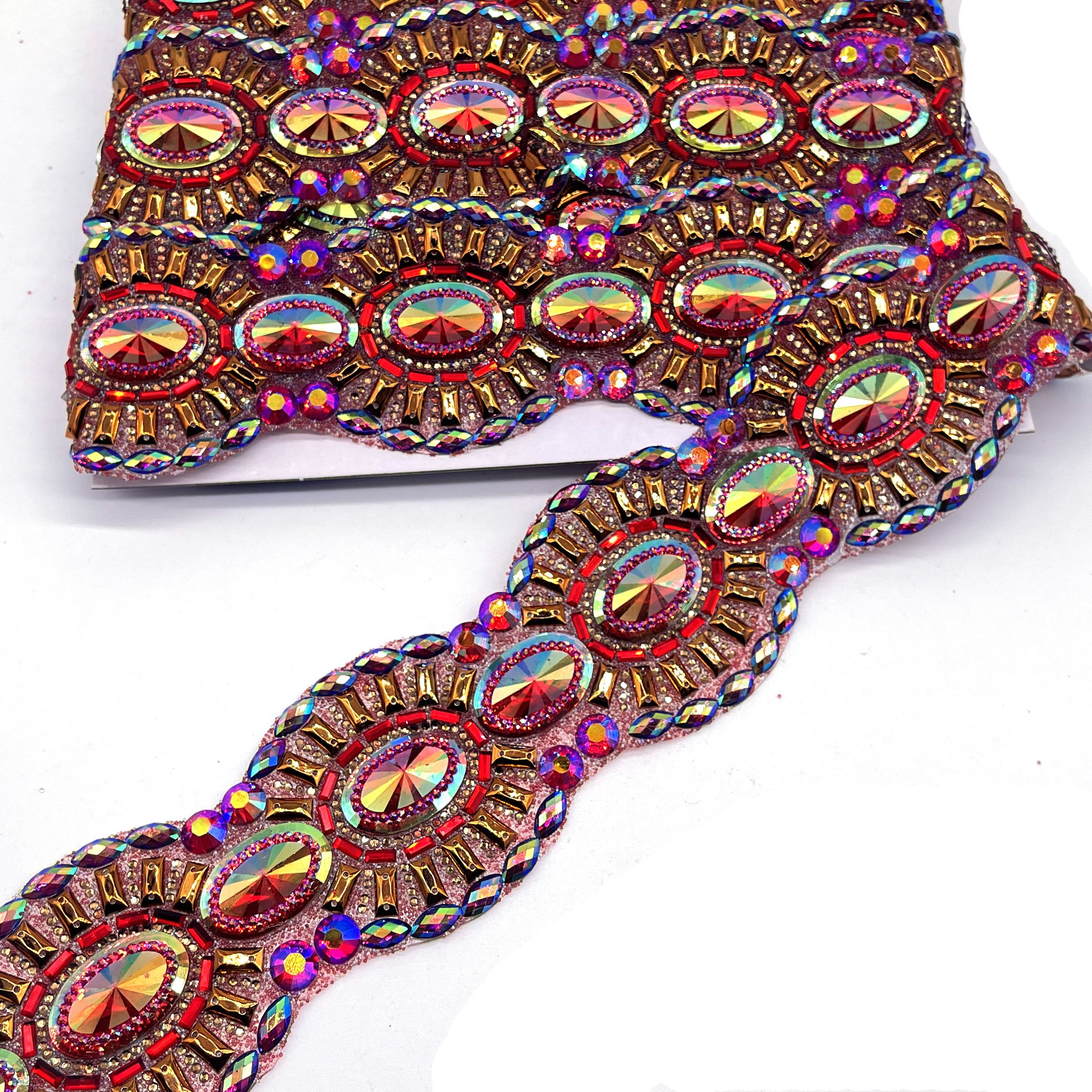 Hot fix Resin AB Gem Trimming Chain Iron-on shiny diamond Trim for 2025 Caribbean Carnival Costume Jewelry Applique Motif Chain