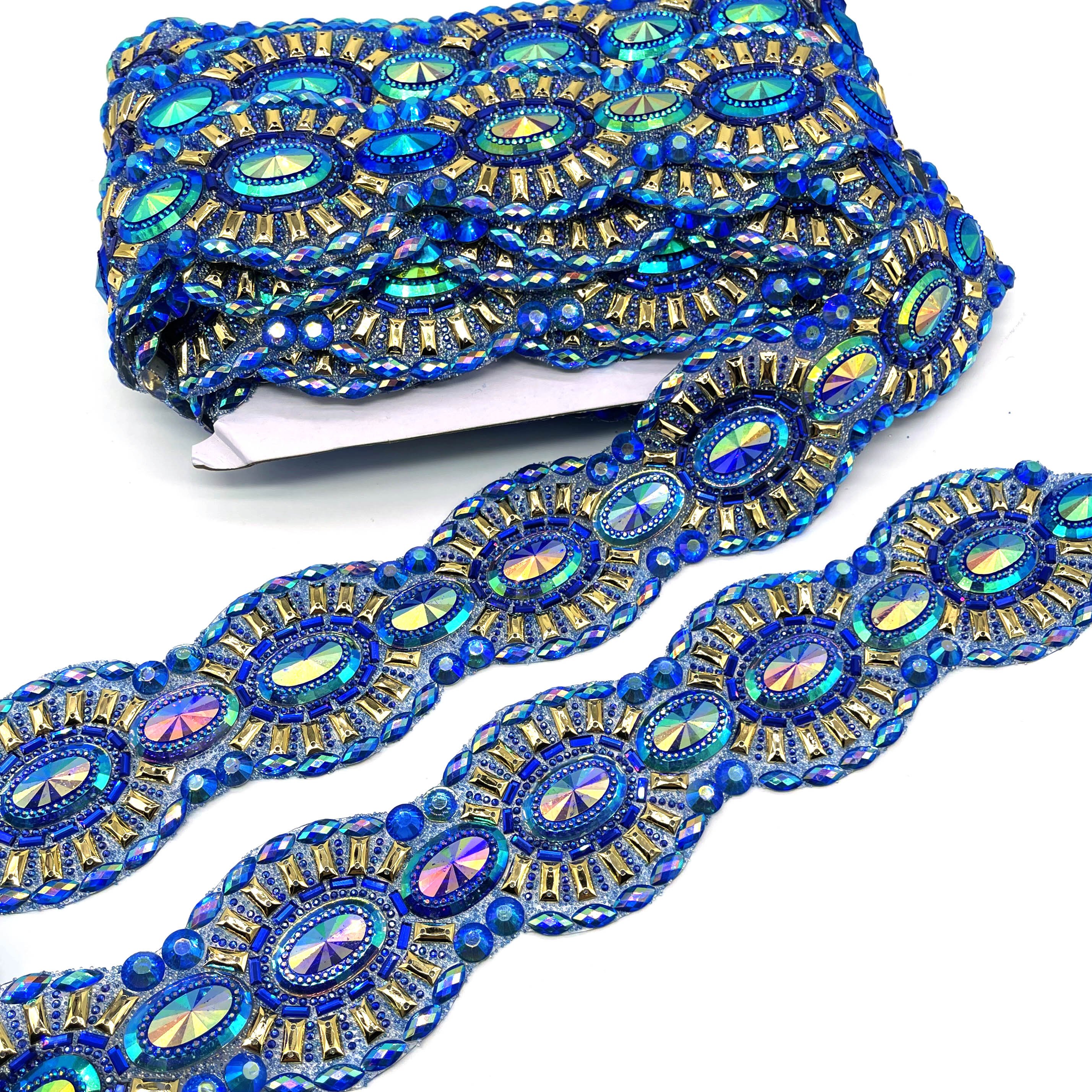 Hot fix Resin AB Gem Trimming Chain Iron-on shiny diamond Trim for 2025 Caribbean Carnival Costume Jewelry Applique Motif Chain