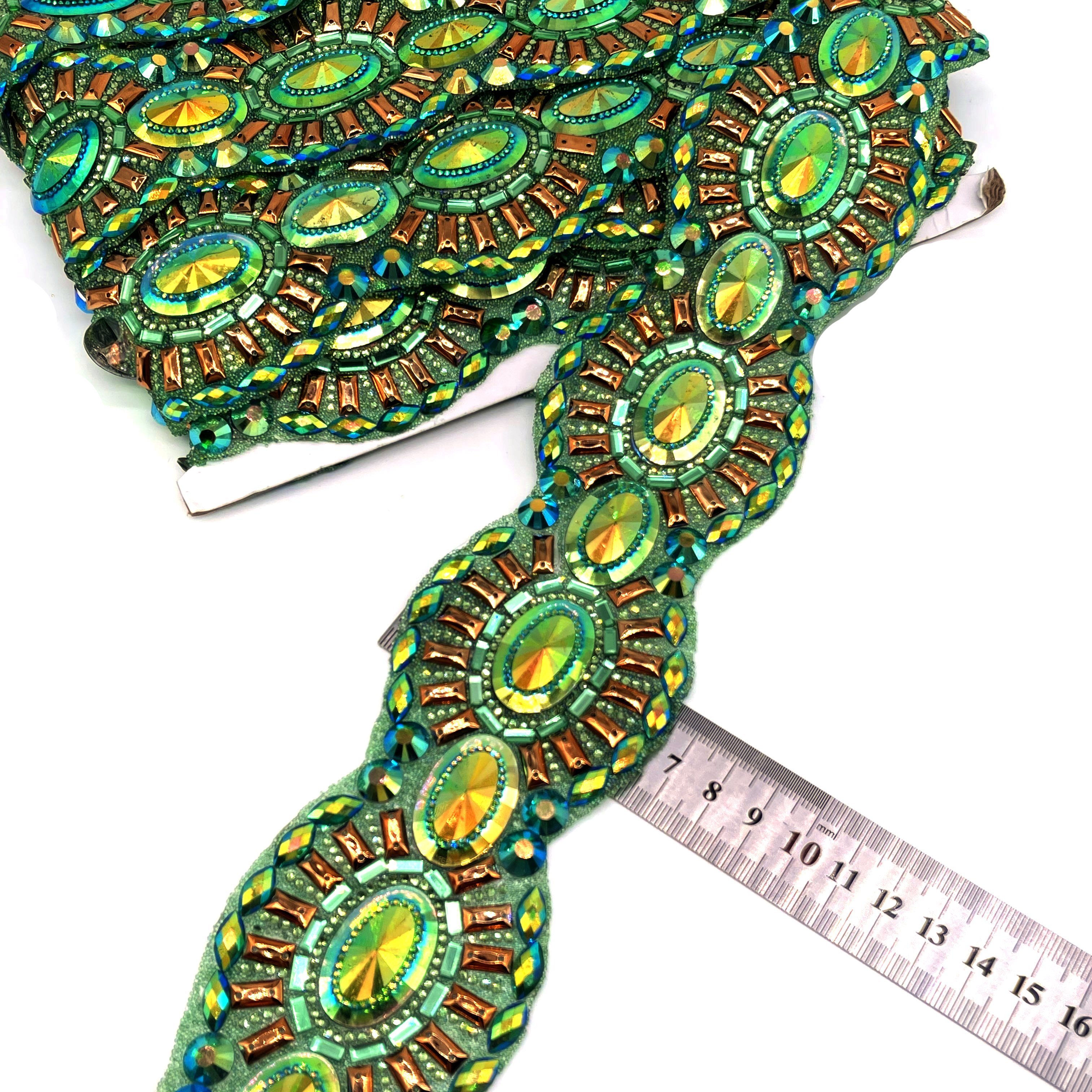 Hot fix Resin AB Gem Trimming Chain Iron-on shiny diamond Trim for 2025 Caribbean Carnival Costume Jewelry Applique Motif Chain