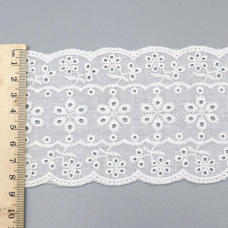 fashion designer pure cotton eyelet lace trim embroidery sewing custom lace trim for clothing