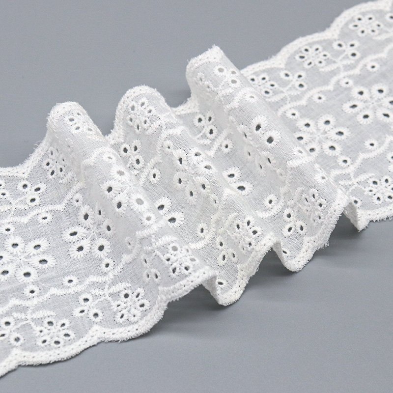 fashion designer pure cotton eyelet lace trim embroidery sewing custom lace trim for clothing