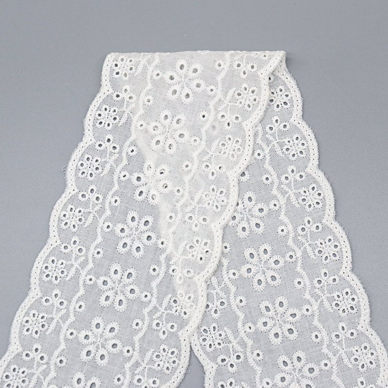 fashion designer pure cotton eyelet lace trim embroidery sewing custom lace trim for clothing