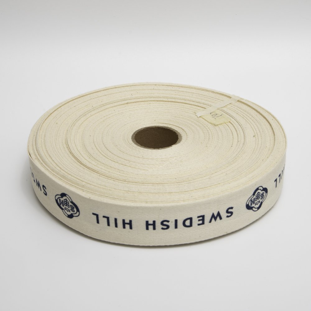 Roll Tape Grosgrain Custom 25mm Beige Cotton Woven Trim Ribbon For Gift Wrap With Stone Logo