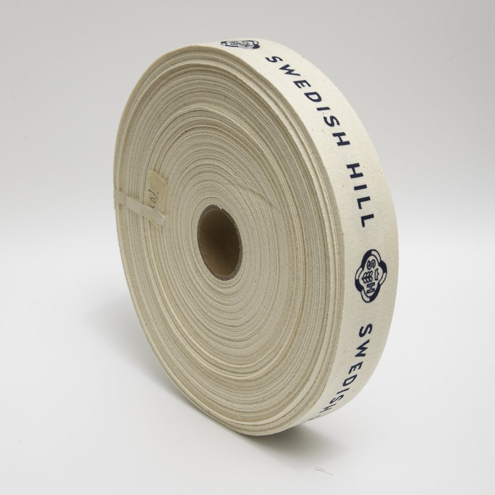 Roll Tape Grosgrain Custom 25mm Beige Cotton Woven Trim Ribbon For Gift Wrap With Stone Logo