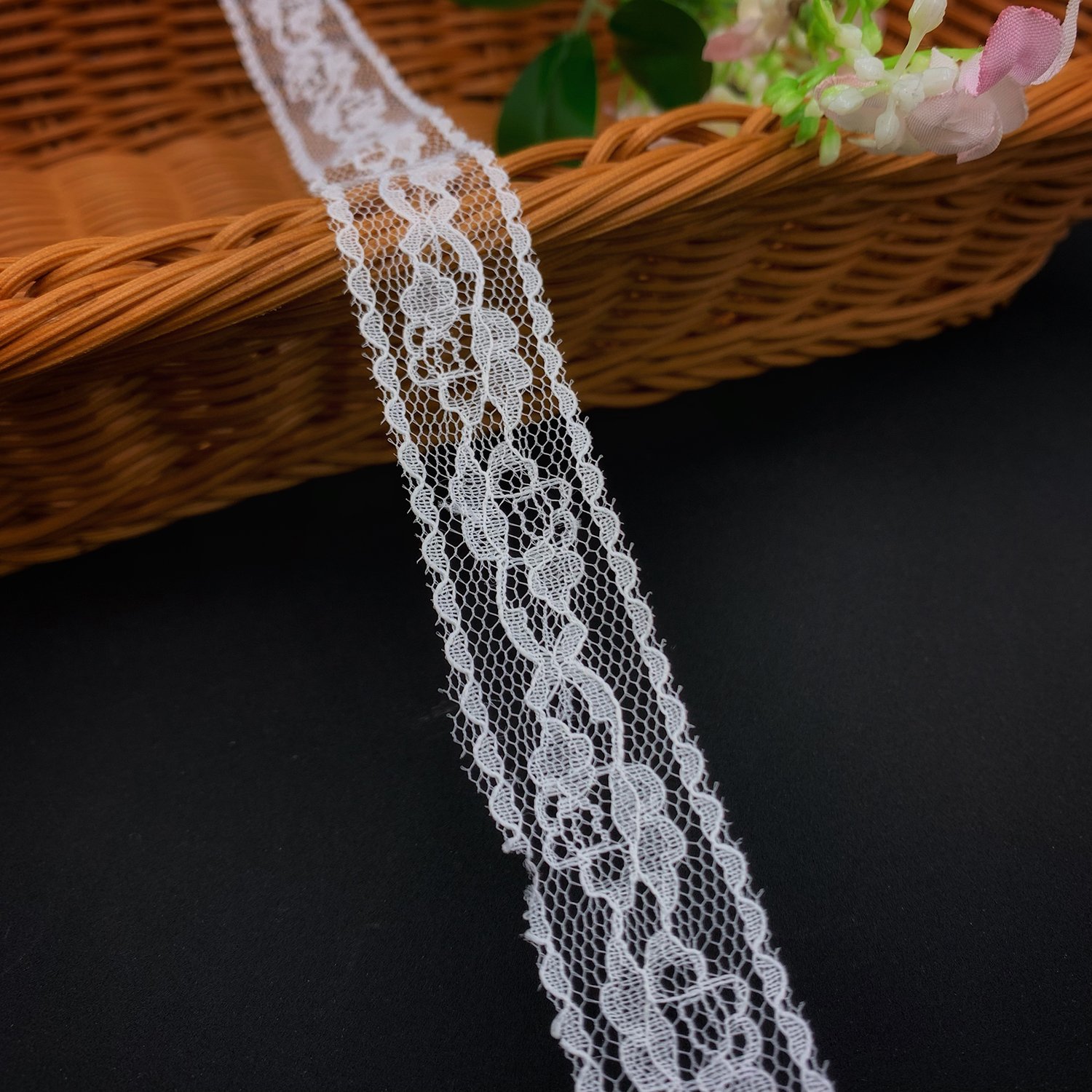 Hot Sales Embroidery Lace Nylon White Flower Elastic Lace Trim For Bra Accessories
