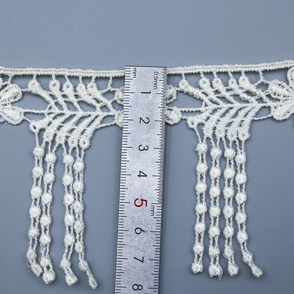 Wholesale fringe 100% polyester water soluble embroidery chemical lace trim for clothing