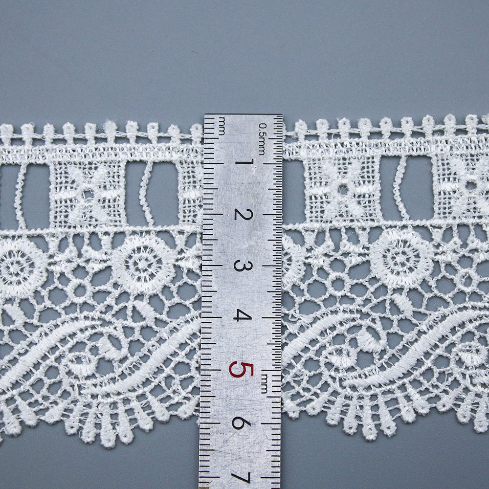 Wholesale fringe 100% polyester water soluble embroidery chemical lace trim for clothing