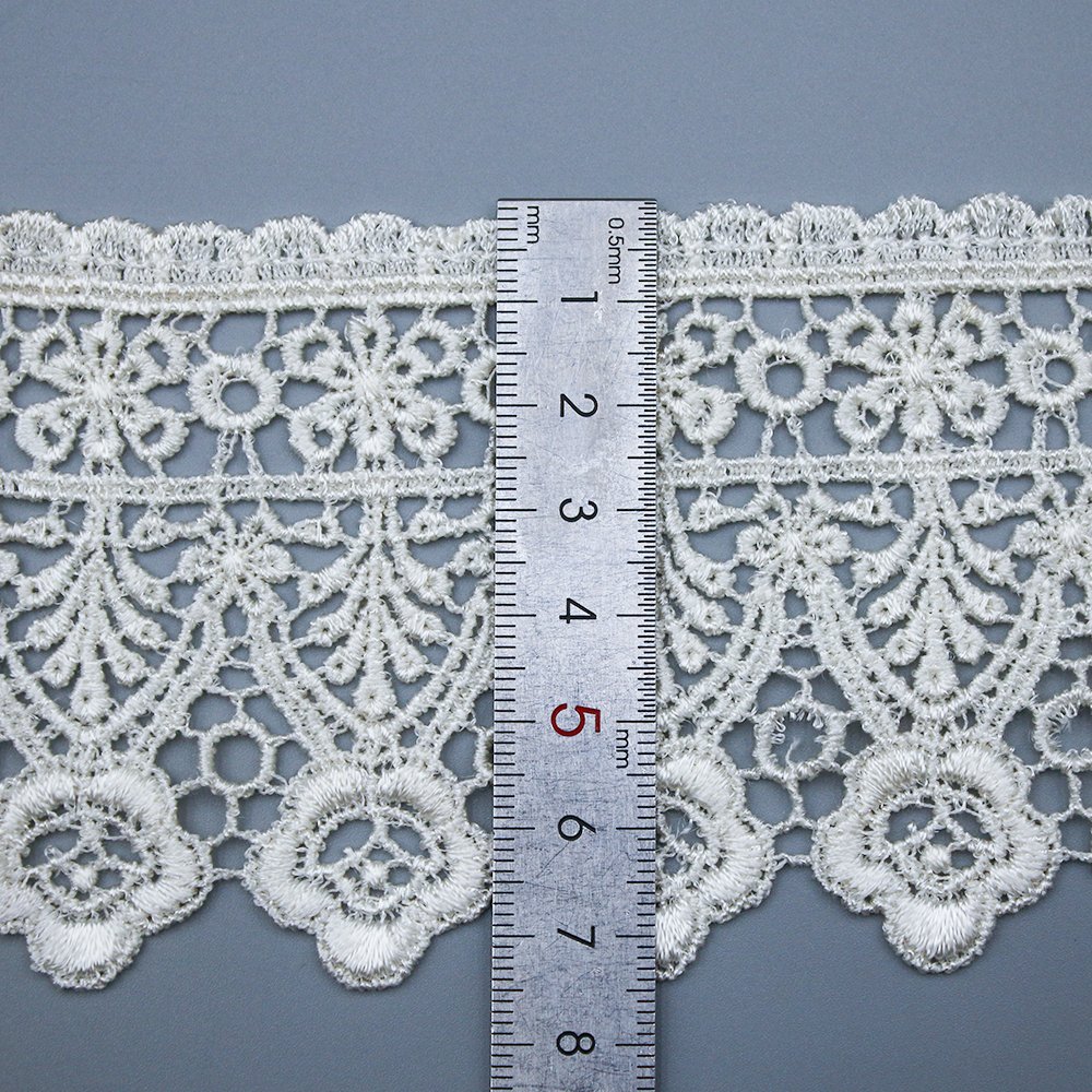 Wholesale fringe 100% polyester water soluble embroidery chemical lace trim for clothing