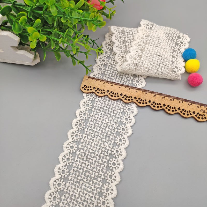K1006 Embroidered Cotton hollow Lace Trim Flower Embroidery Lace Fabric For Women Dress