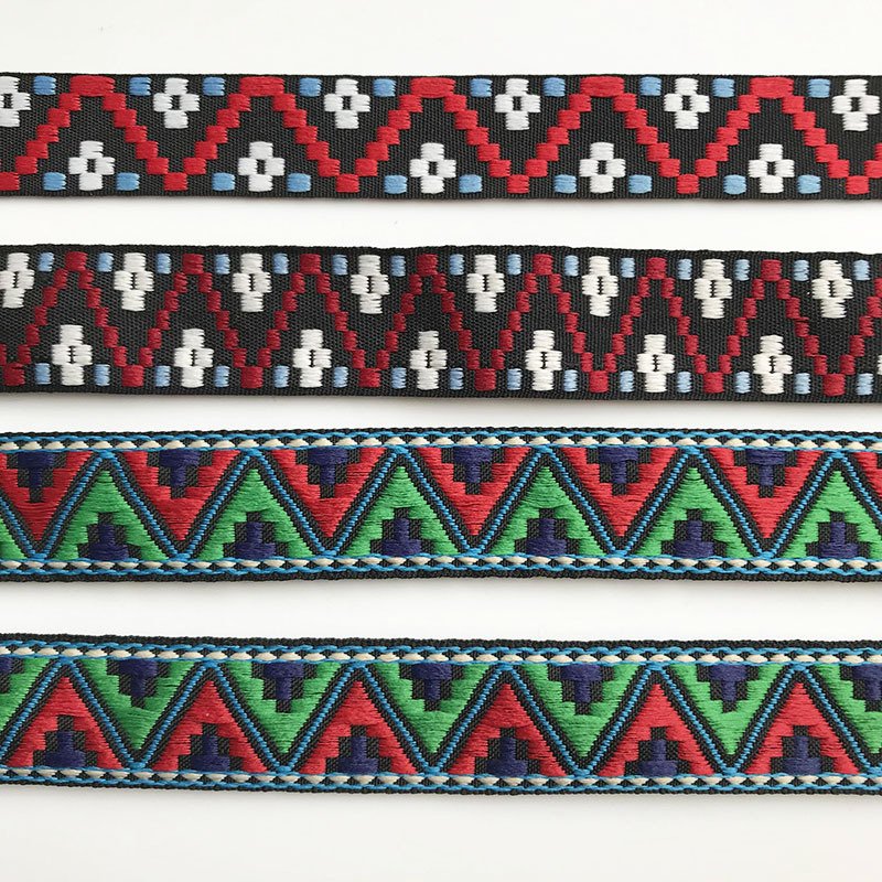 Wholesale 2.5cm Jacquard Strap Webbing Ethnic Jacquard Ribbon Trim For Garment Pet Collar Decoration