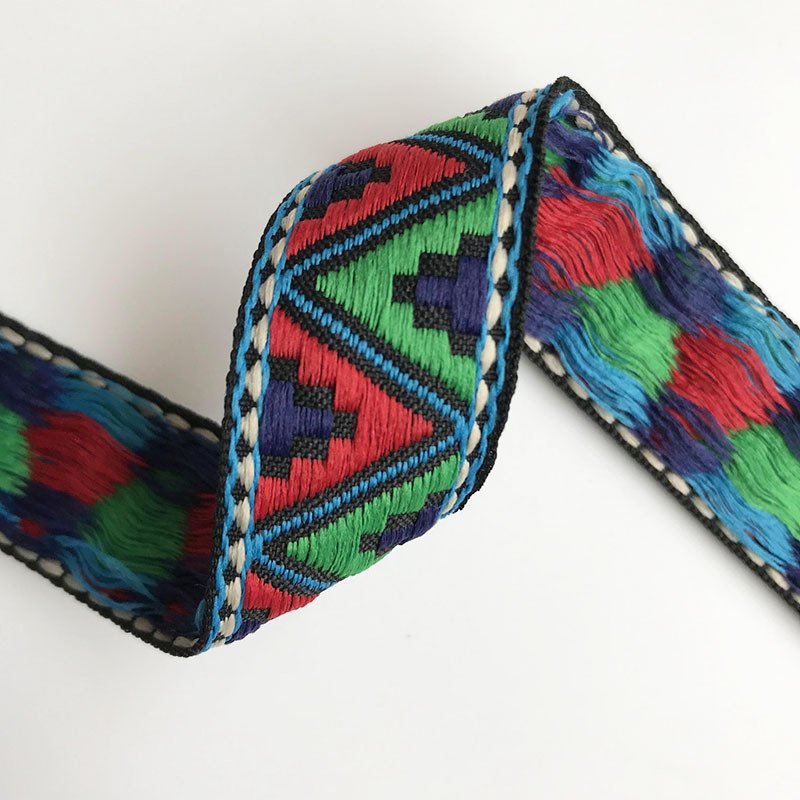 Wholesale 2.5cm Jacquard Strap Webbing Ethnic Jacquard Ribbon Trim For Garment Pet Collar Decoration