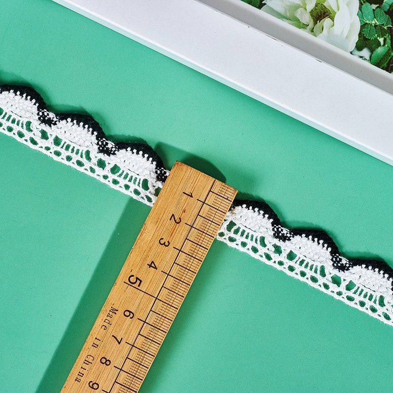 Wholesale Colorful Border Knitted Lace Trimmings Guipure Scalloped Crochet 100% Cotton Lace Trim