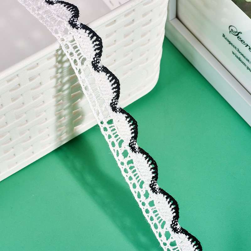 Wholesale Colorful Border Knitted Lace Trimmings Guipure Scalloped Crochet 100% Cotton Lace Trim