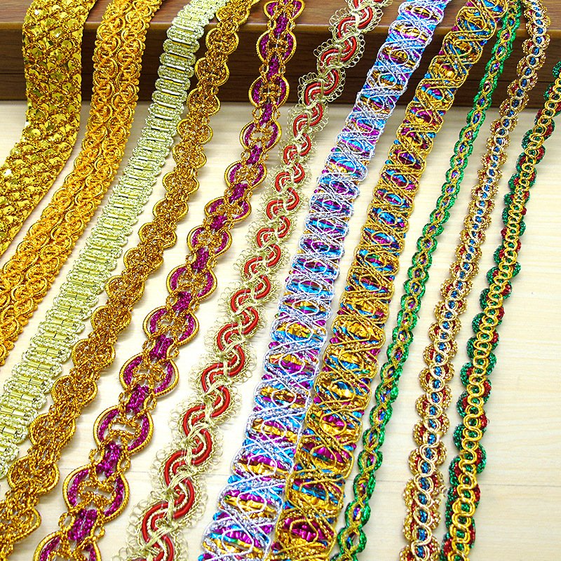 Manufacturer in stock gold and silver trim wave lace national wind weaving band stage clothing accessories braiding lace