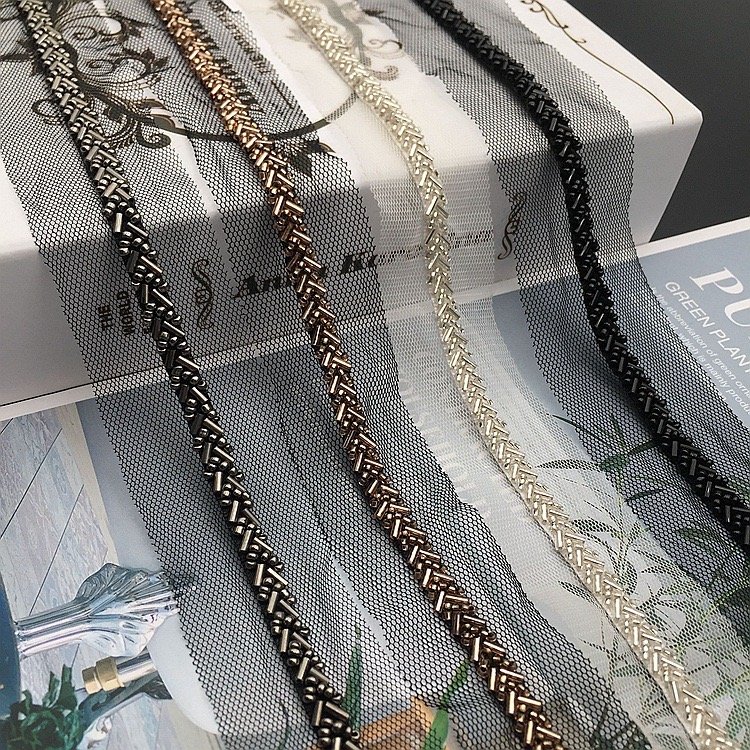 Handmade 7mm Bead Trims Multi-Colors Sew-On Mesh Lace Beaded Trim DIY Garment Accessories Crystal Sewing Lace Trim Type Fabric