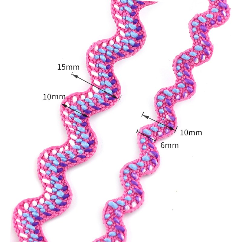 6mm 10mm colorful ric rac ribbon tape zig zag lace trimming ric rac trimming with colors dot 2 size for dress, bag