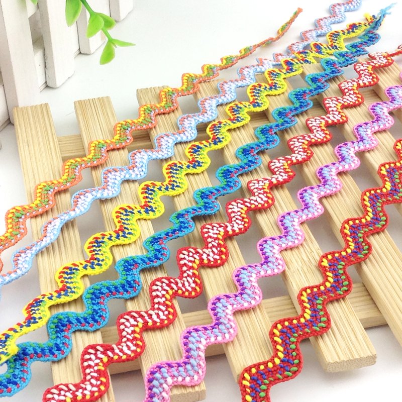 6mm 10mm colorful ric rac ribbon tape zig zag lace trimming ric rac trimming with colors dot 2 size for dress, bag