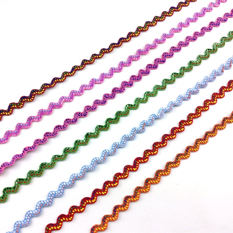 6mm 10mm colorful ric rac ribbon tape zig zag lace trimming ric rac trimming with colors dot 2 size for dress, bag