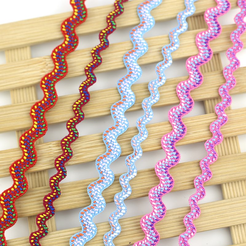 6mm 10mm colorful ric rac ribbon tape zig zag lace trimming ric rac trimming with colors dot 2 size for dress, bag