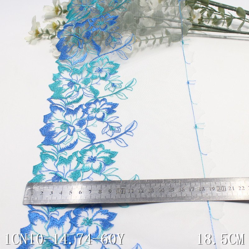 Multicoloured fancy Flowers New Design Embroidery Lace factory Trim 18cm white Embroidered bra lace Fabric for women Lingerie