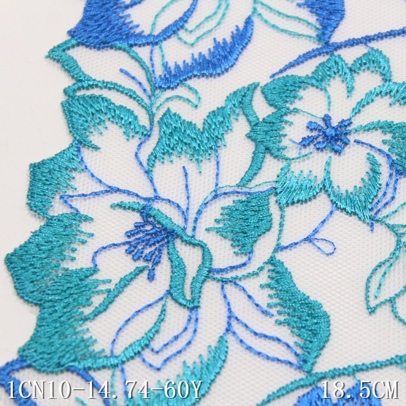 Multicoloured fancy Flowers New Design Embroidery Lace factory Trim 18cm white Embroidered bra lace Fabric for women Lingerie