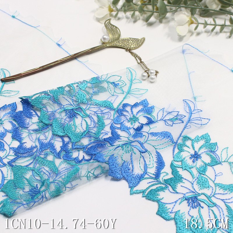 Multicoloured fancy Flowers New Design Embroidery Lace factory Trim 18cm white Embroidered bra lace Fabric for women Lingerie