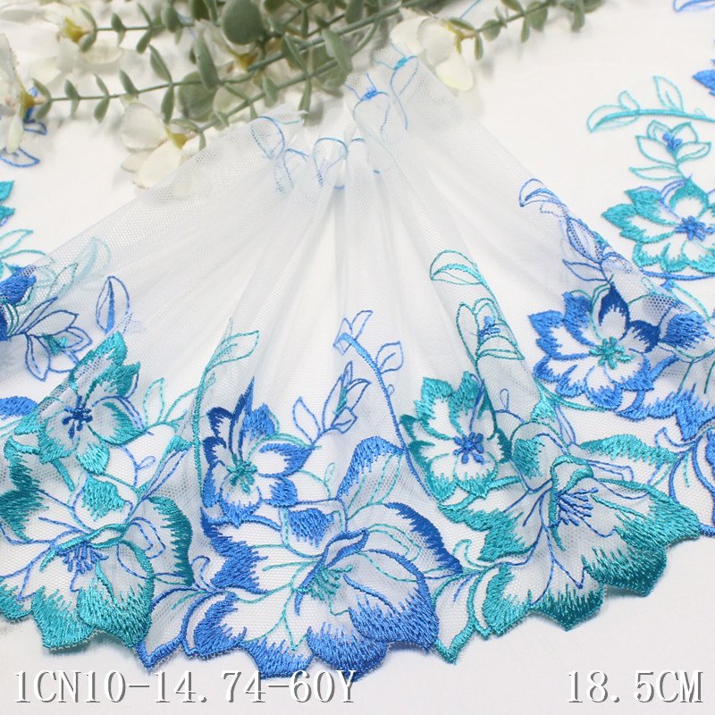 Multicoloured fancy Flowers New Design Embroidery Lace factory Trim 18cm white Embroidered bra lace Fabric for women Lingerie