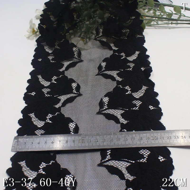 Wholesale Stock novelty Lingerie 22cm China Bra border lace trim black Elastic Lingerie Stretch Lace fabric for dresses