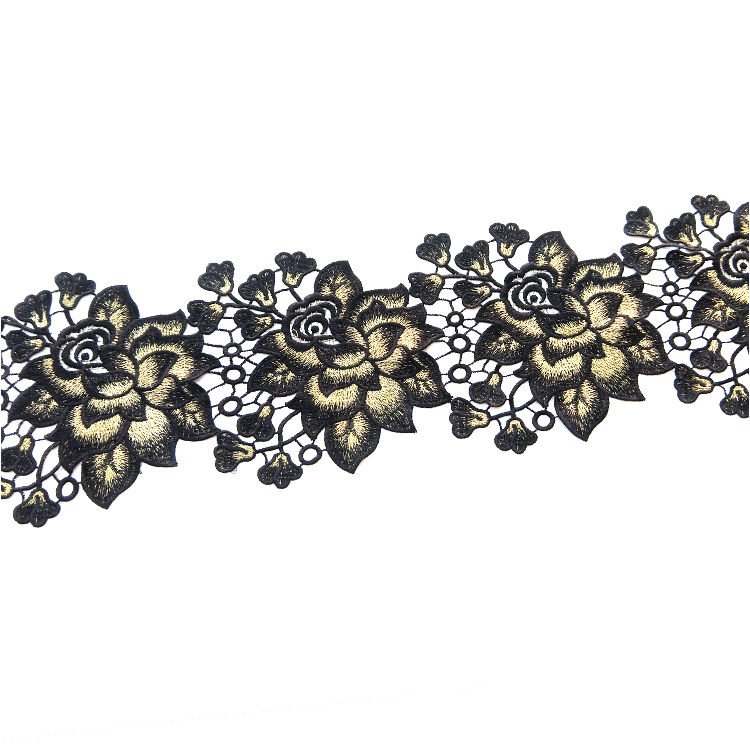 Factory Wholesale Embroidered Lace Trim Water-Soluble Flower Lace Fabric for Clothing Decorations Headdress Decoration JB64