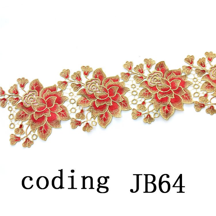 Factory Wholesale Embroidered Lace Trim Water-Soluble Flower Lace Fabric for Clothing Decorations Headdress Decoration JB64