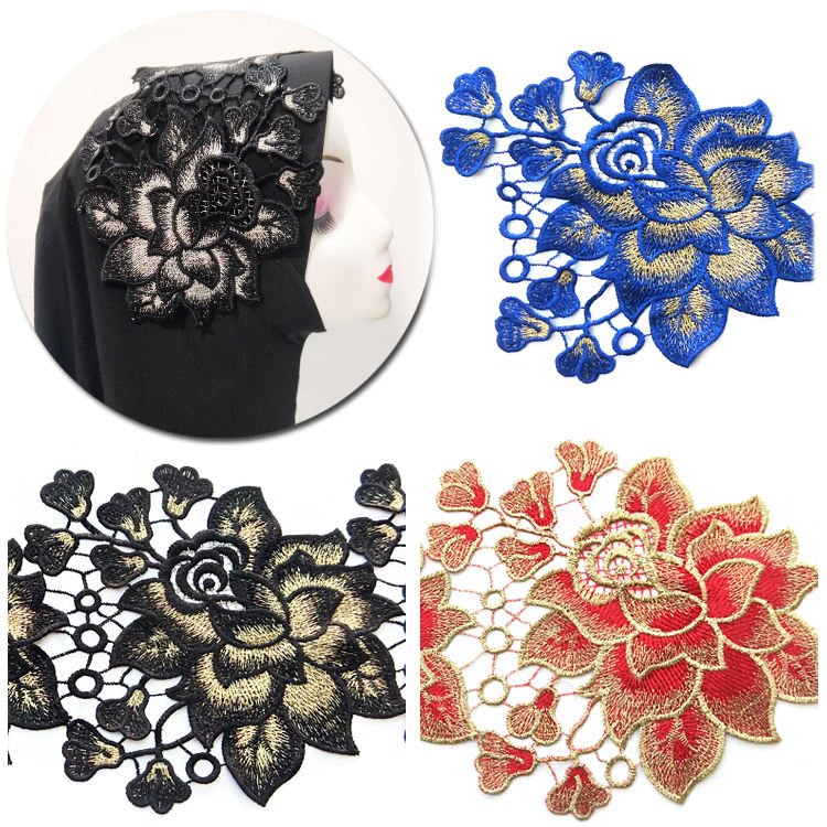 Factory Wholesale Embroidered Lace Trim Water-Soluble Flower Lace Fabric for Clothing Decorations Headdress Decoration JB64